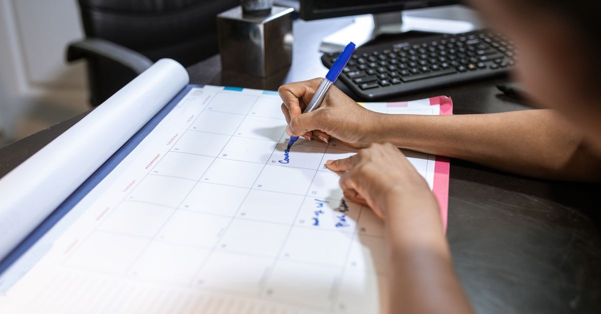 Calendar and planning schedule on a desk